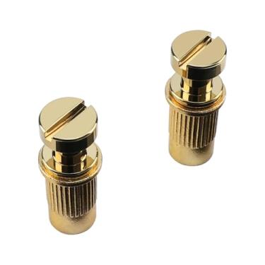 Imagem de OVSAL Ponte de guitarra elétrica, âncoras, parafusos e buchas de montagem de rosca métrica M8 compatíveis com peças de substituição de pontes de guitarra elétrica estilo Les Paul Lp Ep ouro