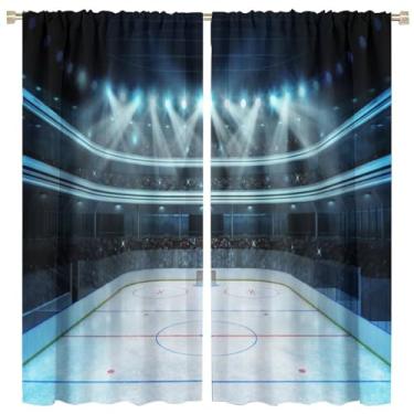 Imagem de Cortina blackout de hóquei, torneio de público, cortinas de janela, proteção de privacidade, varão, bolso, cortinas para café, quarto, sala de estar, cozinha, sala de jantar, escritório, 213 x 213 cm