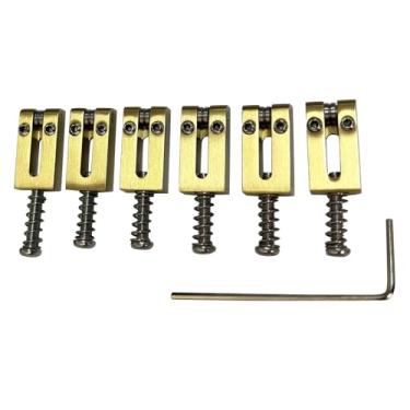 Imagem de OVSAL Selas de ponte de guitarra 10,5 mm selas de latão para Fender Strat Stratocaster Tele Telecaster 6 cordas guitarra tremolo ponte selas latão (forma M)
