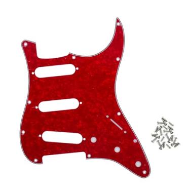 Imagem de ROZILO Red Pearl SSS 11 Furos Strat Placa Pickguard para guitarra elétrica USA/México Stratocaster Peças de guitarra estilo moderno