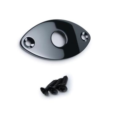 Imagem de OVSAL Placa de entrada de guitarra elétrica, liga de zinco, oval, curvada, formato de futebol, placa de saída de virola compatível com peças de reposição para guitarra elétrica estilo Fender Strat