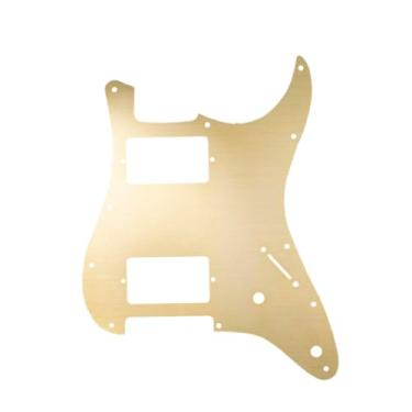 Imagem de DIAO79NI Humbucker Pro 11 Hole HH Guitar Strat Metal Aluminum Pickguard para para-lama americano/mexicano padrão Stratocaster estilo moderno, ouro-1ply (alumínio nodizado).