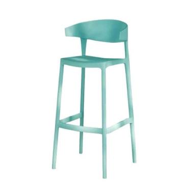 Imagem de Banco de bar de pub Bancos de bar para uso doméstico, encosto empilhável para café, restaurante, bancos altos, modernos e simples(Blue)
