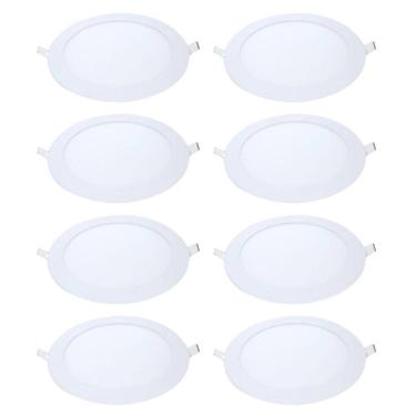Imagem de Kit 8 Painel Led Embutir Redondo Luz Quente 3000K 18W 22Cm