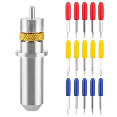 Imagem de Vinyl Cutter Blades,15pcs (30/45/60 Degree) Cutting Knife Tungsten Steel Plotter Blade with Holder Base for CuttingL8