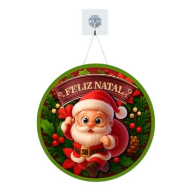 Imagem de Placa Enfeite Porta Guirlanda Decorativa MDF Adesivado Natal Papai Noel Presépio 25cm (GP-NAT0011)