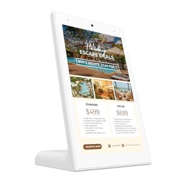 Imagem de OPTISIGNS OptiKiosk 10 - Quiosque de sinalização digital de bancada, tela sensível ao toque HD de 10,1 polegadas com Wi-Fi, Ethernet e Bluetooth, 4 GB de RAM, 32 GB de armazenamento, software, música