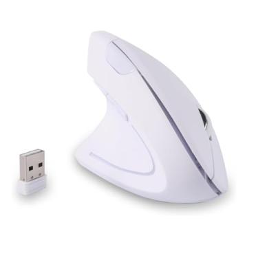Imagem de Mouse canhoto, mouse sem fio óptico vertical ergonômico de 2,4 GHz com receptor USB DPI (800/1200/1600) para PC, computador, laptop, Macbooks, mouse sem fio, especialmente para canhotos (branco)