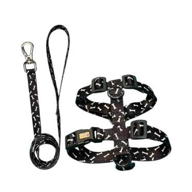 Imagem de Kit Guia + Peitoral H Para Cachorro t-levo Pet - no-brand, PRETO COM O