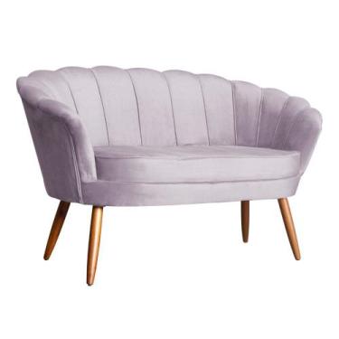 Imagem de Namoradeira Decorativa Pétala Veludo Rosê Pés Madeira Ms Decor - Mansã