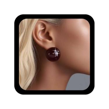 Imagem de Allereyae Brincos de bola azul boho brinco de bola de acrílico brincos redondos de vidro brincos grandes brincos de contas de resina joia de festa de formatura para mulheres, Zinco, Sem pedra preciosa