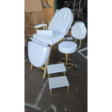 Imagem de Kit Maca Estetica Plastificada Com Pernas Douradas 3 Peças - Maca-Mocho-Escadinha