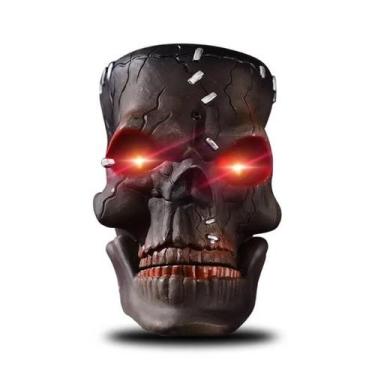 Imagem de Cranio Caveira Hallowen Enfeite Assustador Sensor Movimento Acende Olh