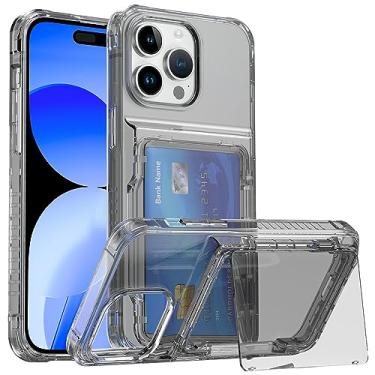 Imagem de SORAKA Capa transparente para iPhone 15 Pro Max com porta-cartões,capa protetora 2 em 1 em acrílico transparente e TPU macio