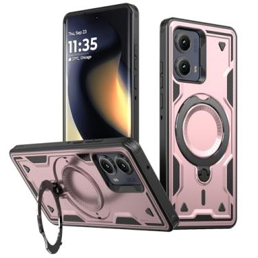 Imagem de SORAKA Capa para Motorola Moto G Play 2024 com suporte de anel compatível com MagSafe Iron sheet Capa resistente que absorve choques Proteção contra quedas de nível militar