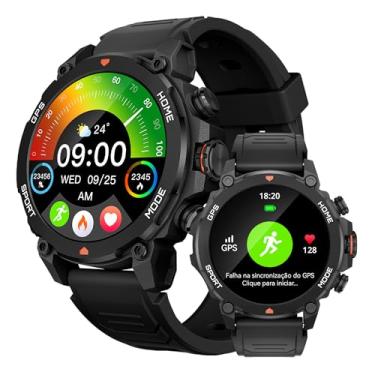 Imagem de AURAFIT Smartwatch Relogio Inteligente Masculino Relógio Inteligente, GPS 150+ Monitoramento Esportivo, Altímetro Barômetro Bússola, Chamadas Bluetooth, 5ATM a Prova d'Agua, Tela AMOLED 3,6 cm