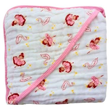 Imagem de Toalha de Banho Soft para Bebê com Capuz em Fralda Soft 100% Algodão 2 Camadas (Bailarina)