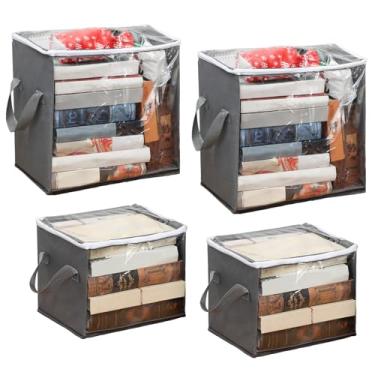 Imagem de 4 peças de sacos de armazenamento transparentes 35,5 cm + 23,5 cm com alças reforçadas e zíperes resistentes sacos de embalagem alternativa para itens essenciais de mudança e caixa de suprimentos para