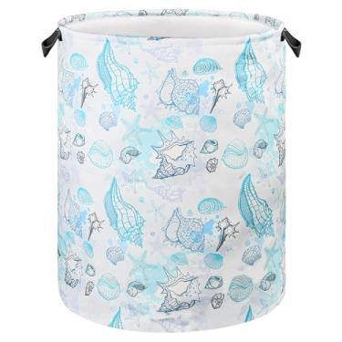 Imagem de Cesta de roupa de praia para decoração de quarto de oceano, cesto de berçário de mar costeiro, presente para crianças, meninos, para banheiro, quarto, dormitório, 45 x 35 cm