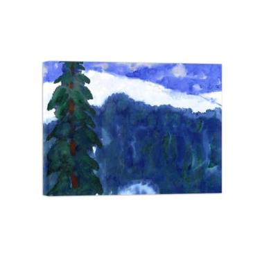 Imagem de Paisagem Abstrata Pôster Famosas Pinturas-Reprodução em Tela-Imagem Decoração Sala de Estar(Mountain with Tree) 60x80cm-23x31in Tela Embrulhada