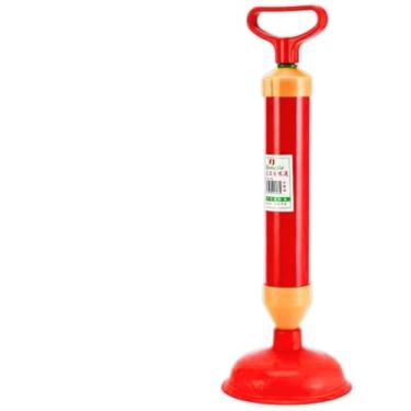 Imagem de Desentupidor de Vaso Sanitário Profissional, Bomba Manual de Alta Pressão, Vermelho e Amarelo