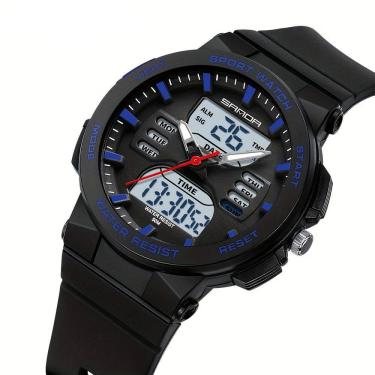 Imagem de Relógio desportivo unissex com ecrã duplo, cronómetro e luz noturna LED