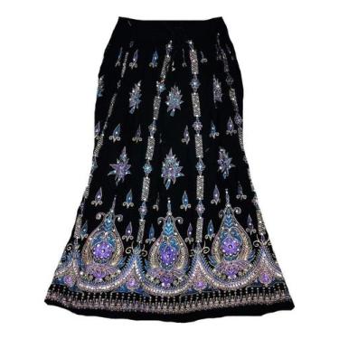 Imagem de Saia Indiana Cigana de Lantejoula - Azul Escuro GG - Neha, GG, Preto, 