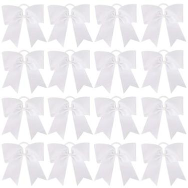 Imagem de Laços de cabelo Cheer OAOLEER brancos de 8 polegadas para meninas adol