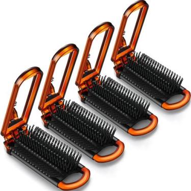Imagem de Escova de cabelo dobrável Nuenen Portable Mini com espelho x4 (Tortois
