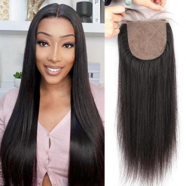 Imagem de Fecho de renda à base de seda RIVPOIG 4x4 Brazilian Virgin Hair 40cm