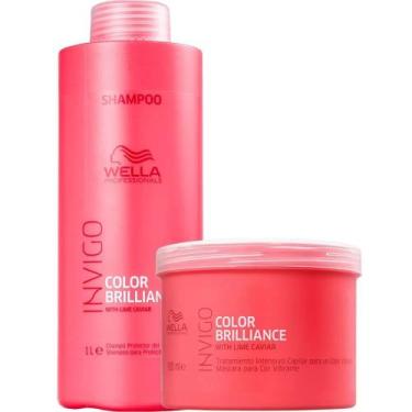 Imagem de Kit Shampoo 1L Máscara 500g Brilliance Wella