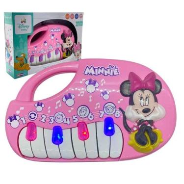 Imagem de Brinquedo Bebe Piano Mickey Minnie Teclado Musical Luz Som Animais +18