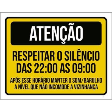 Imagem de Kit 3 Placa Respeitar Silêncio Som Barulho Vizinho 36X46