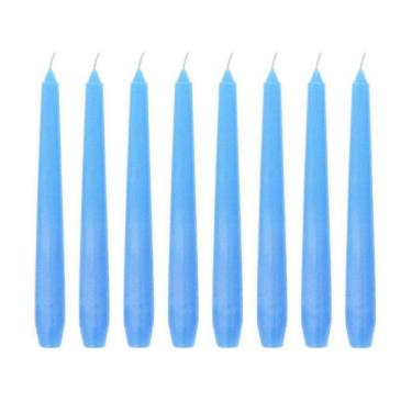 Imagem de Kit 10 Velas Castiçal Lisa 20 Cm Azul Candelabro Velitas