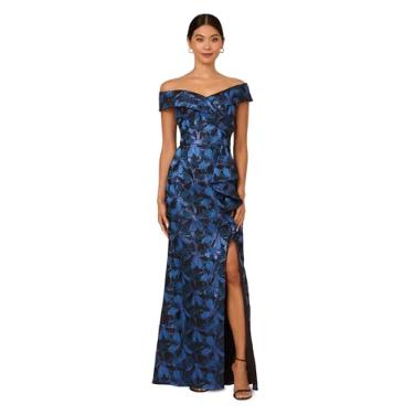Imagem de Adrianna Papell Vestido feminino jacquard tomara que caia, Azul multi, 42
