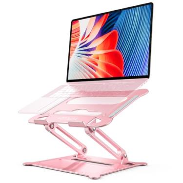Imagem de Urmust Suporte para laptop de mesa de alumínio para laptop, compatível com MacBook Air Pro, Dell, HP, Lenovo Samsung, Alienware, todos os laptops de 11 a 15,6 polegadas (rosa)