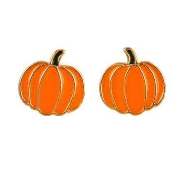 Imagem de QLUYCKW Brincos fofos de abóbora de liga de desenho animado folhas de bordo milho peru cogumelo declaração brincos outono ação gratidão festa joia presente para mulheres, Medium, Zinco, Sem pedra