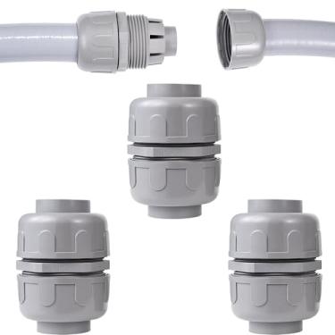 Imagem de Aandxmok Conector de PVC NPT 1-1/10.2 cm, conduíte flexível, reto, 180 graus, acessórios para conduítes elétricos bidirecionais (3 peças)
