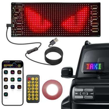 Imagem de Mini luz de olhos do diabo para motocicleta, placa de LED para carro, painel de matriz de LED programável, aplicativo e controle remoto, 17,3 x 7 cm
