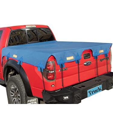 Imagem de Capa de lona para cama longa (caixa de 2,5 m) adequada para Ford F150 GMC Silverado/Sierra Ram, faixa refletiva, impermeável, resistente, tecido Oxford 600D, capa para camionete com cabos elásticos