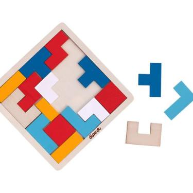 Imagem de Encaixe Formas Geométricas De Madeira 17 Peças Tetris Puzzle - BRW