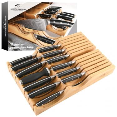 Imagem de Conjunto de Facas NANFANG BROTHERS em Aço Inoxidável com Bloco de Bancada, 14 Peças, Preto