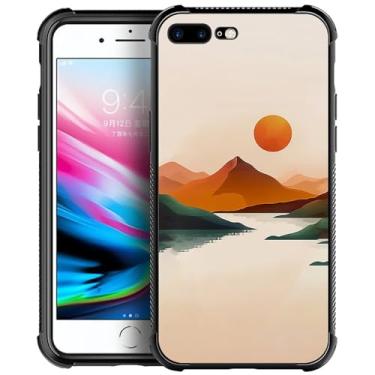 Imagem de Goodsprout Compatível com iPhone 8/7/SE, amarelo nascer do sol, rio montanha, design de padrão incrível, à prova de choque, antiarranhões, capa traseira rígida de policarbonato para iPhone 8/7/SE