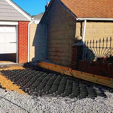 Imagem de Estabilizador de chão de geogrelha, pavimentadores permeáveis antideformação de grelha de cascalho de ervilha, malha de suporte de base de entrada/jardim/pátio, fácil de instalar e cortar (cor: W