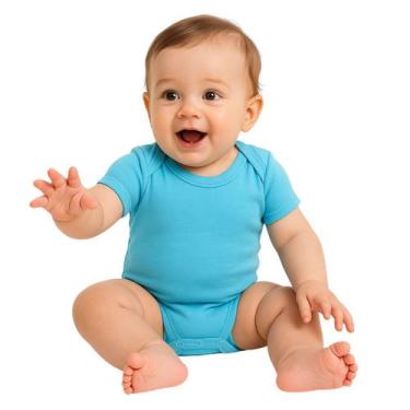 Imagem de Body Bebê Liso cor Azul 100% Algodão - Baby da Moda