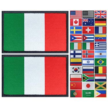 Imagem de JBCD Pacote com 2 remendos da bandeira da Itália bandeiras italianas emblema tático orgulho bandeira remendo para roupas, chapéu, equipe militar