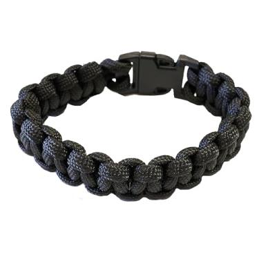 Imagem de Everbilt Pulseira tática de sobrevivência Paracord de 23 cm, preta (pacote com 8)
