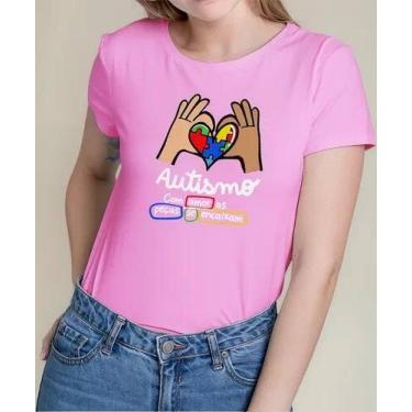 Imagem de Camiseta Camisa Algodão Feminina Masculina Adulto Campanha Abril Azul 