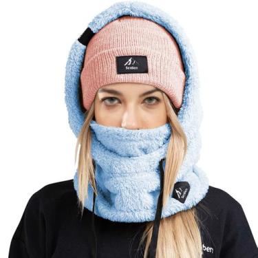 Imagem de Máscara de esqui Senllen Cold Weather Fleece à prova de vento, azul ge
