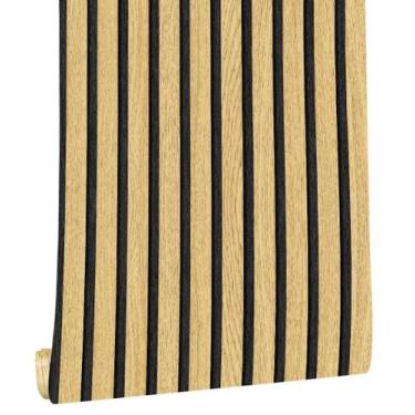 Imagem de Papel de parede MyForHD Wood Grating Stripe autoadesivo 17,3 x 393 cm